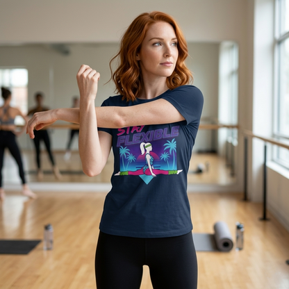 Stay Flexible Retro 80s Splits Aerobics Tee | Vintage Gym Shirt Women