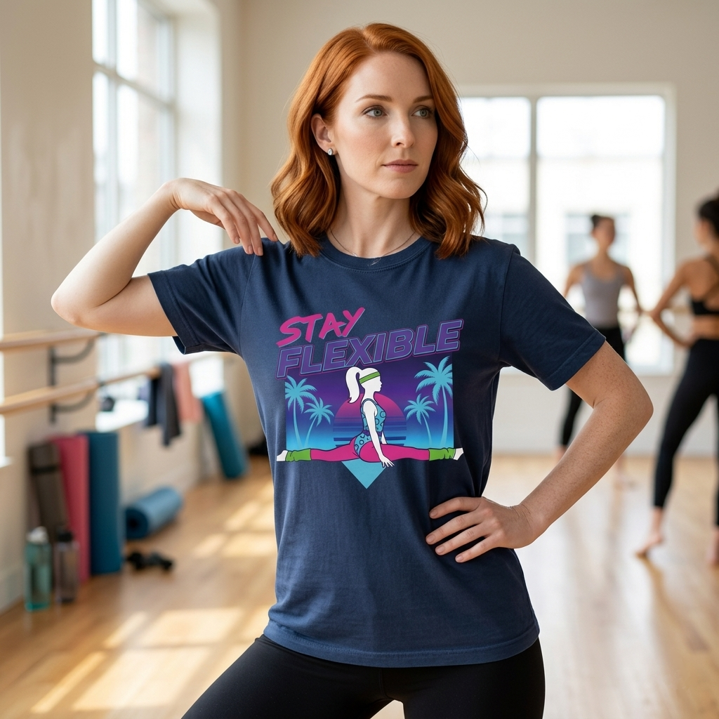 Stay Flexible Retro 80s Splits Aerobics Tee | Vintage Gym Shirt Women
