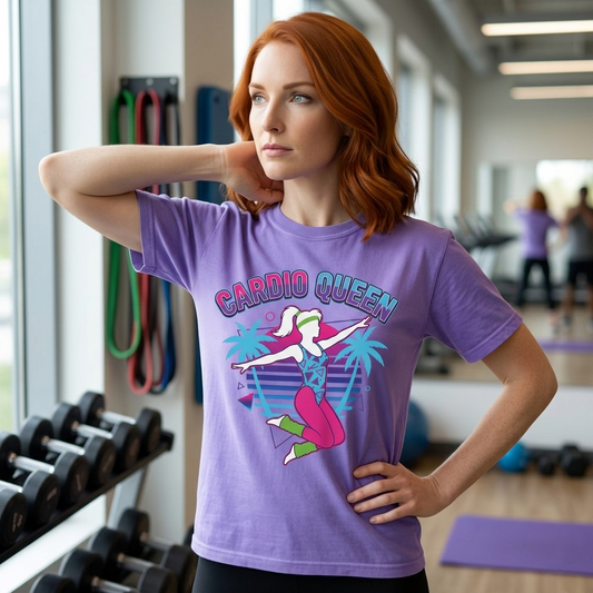 Cardio Queen Retro 80s Aerobics Graphic Tee | Vintage Workout Shirt Women