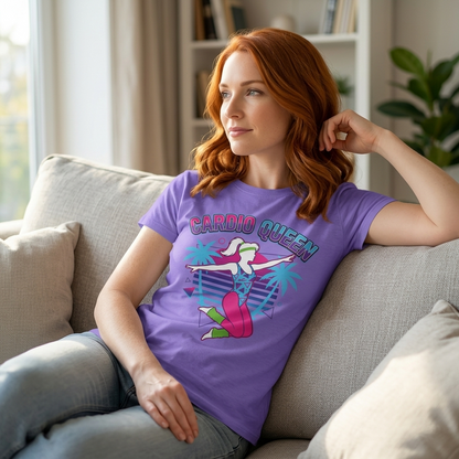 Cardio Queen Retro 80s Aerobics Graphic Tee | Vintage Workout Shirt Women