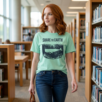 Whale Conservation Tee | Share the Earth Graphic Shirt | Ocean Wildlife Gift | Unisex