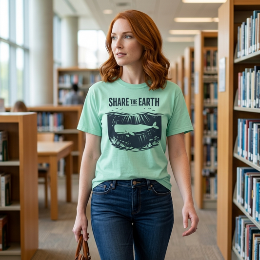 Whale Conservation Tee | Share the Earth Graphic Shirt | Ocean Wildlife Gift | Unisex