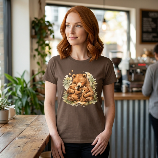 Mother Bear and Cubs Watercolor Tee | Wildlife Art Shirt | Mother Nature Gift | Unisex