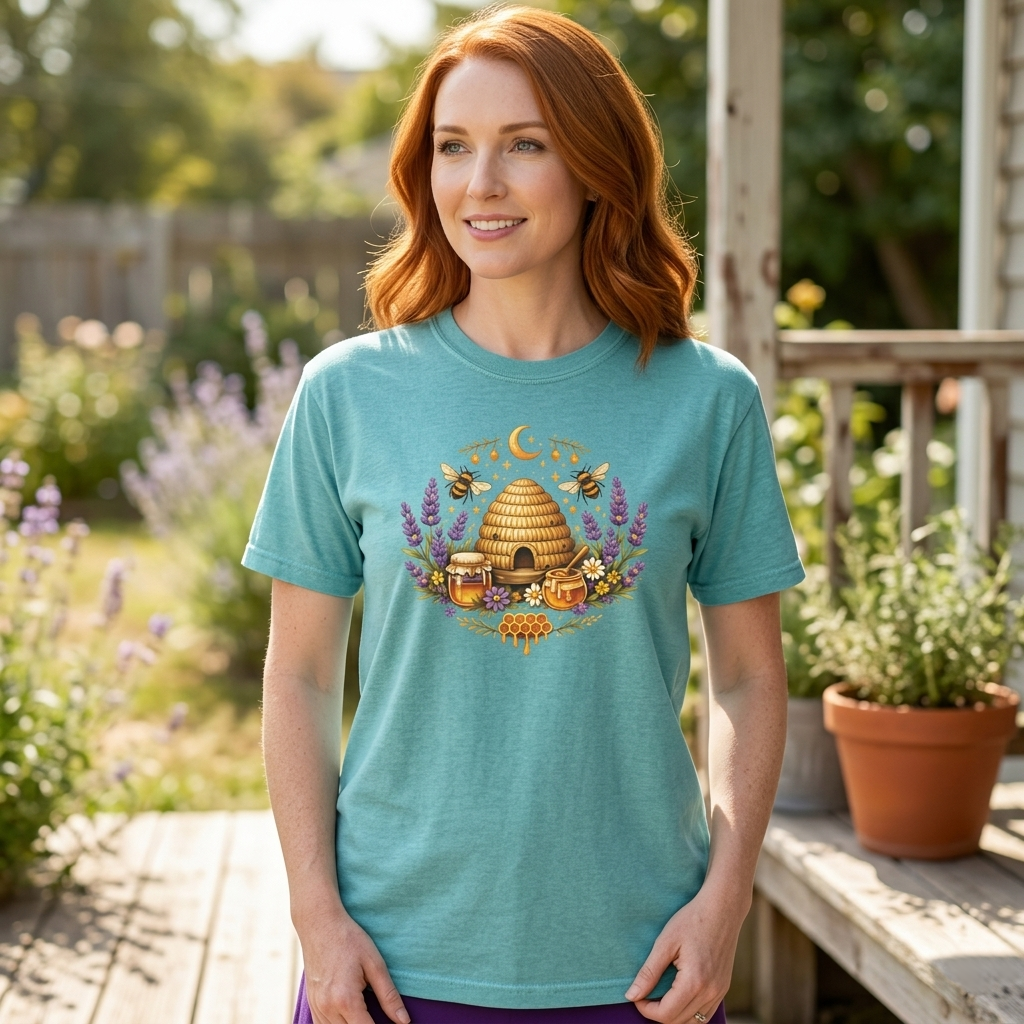 Beehive Honey and Lavender Tee | Vintage Nature Art Shirt | Botanical Garden Gift