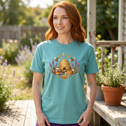 Beehive Honey and Lavender Tee | Vintage Nature Art Shirt | Botanical Garden Gift