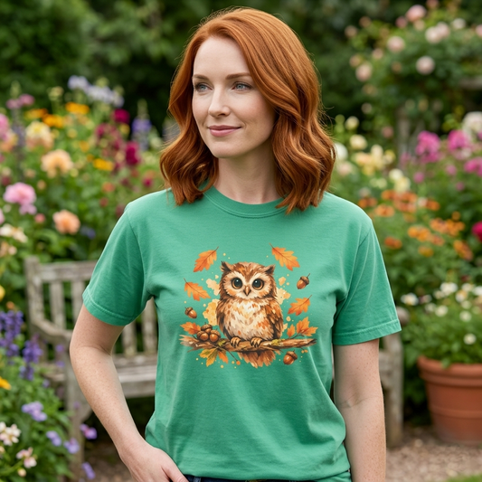 Watercolor Owl Graphic Tee | Autumn Wildlife Art Shirt | Owl Lover Gift