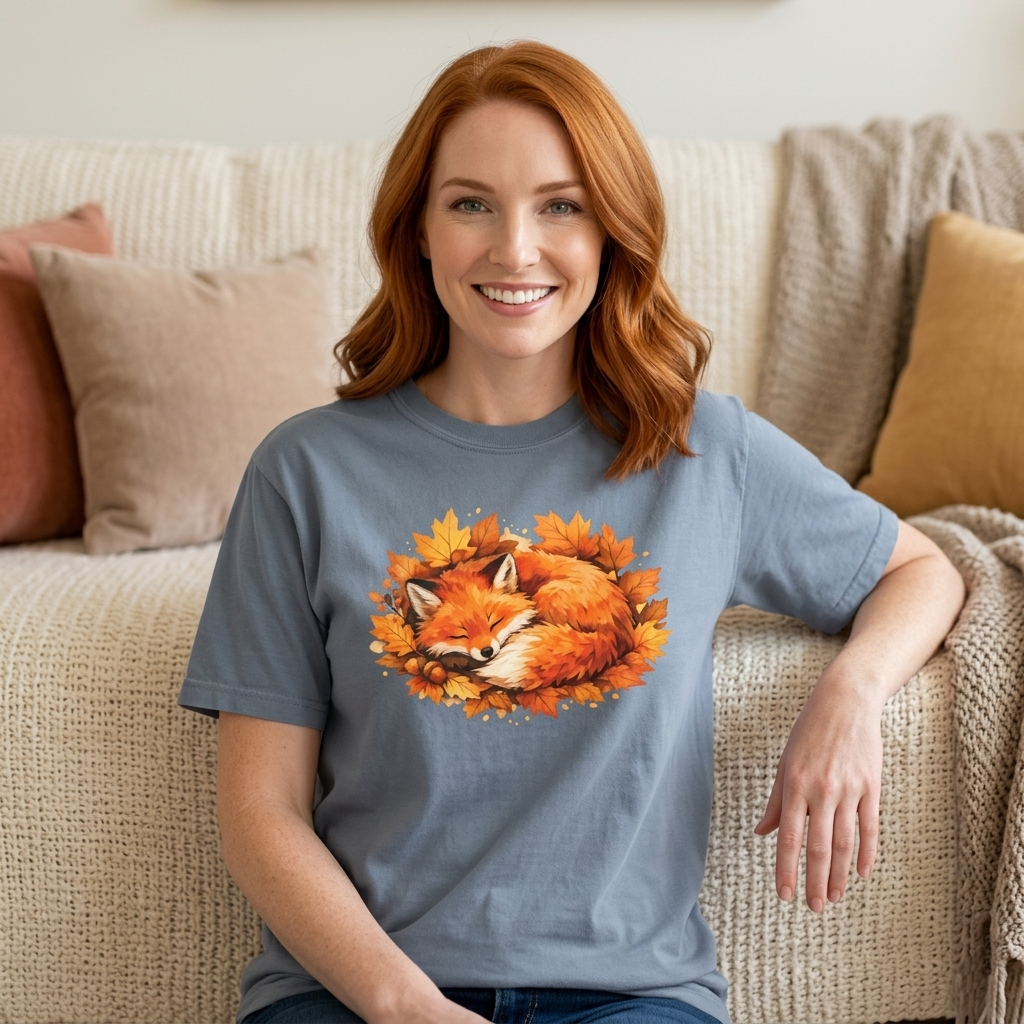 Sleeping Fox Watercolor Graphic Tee | Cozy Woodland Animal Shirt | Nature Lover Gift