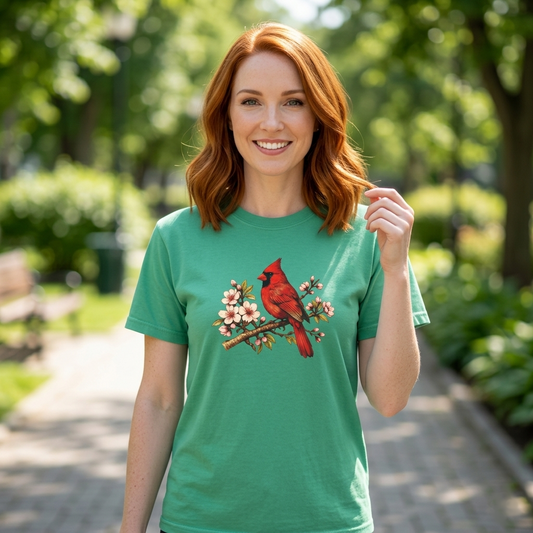 Cardinal Botanical Tee | Vintage Bird Art Shirt | Bird Watcher Gift