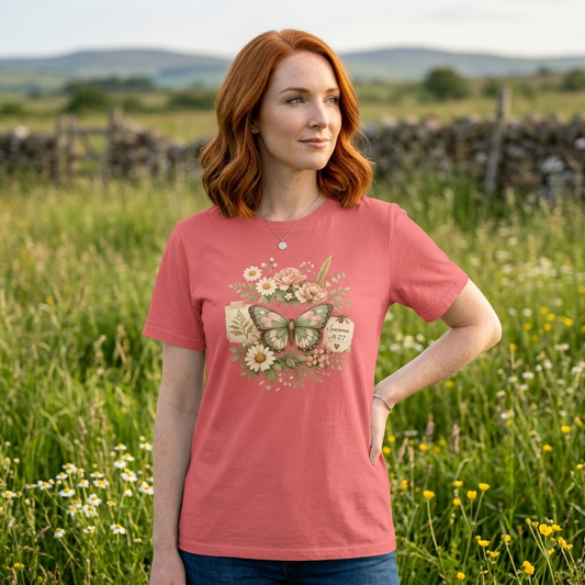 Cottagecore Butterfly Floral Tee | Vintage Nature Art Shirt | Botanical Garden Gift
