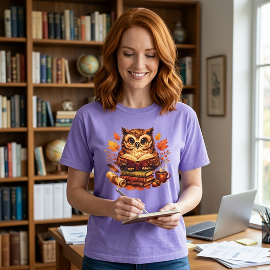 Wise Owl Watercolor Humor Tee | Book Lover Nature Shirt | Whimsical Wildlife Gift