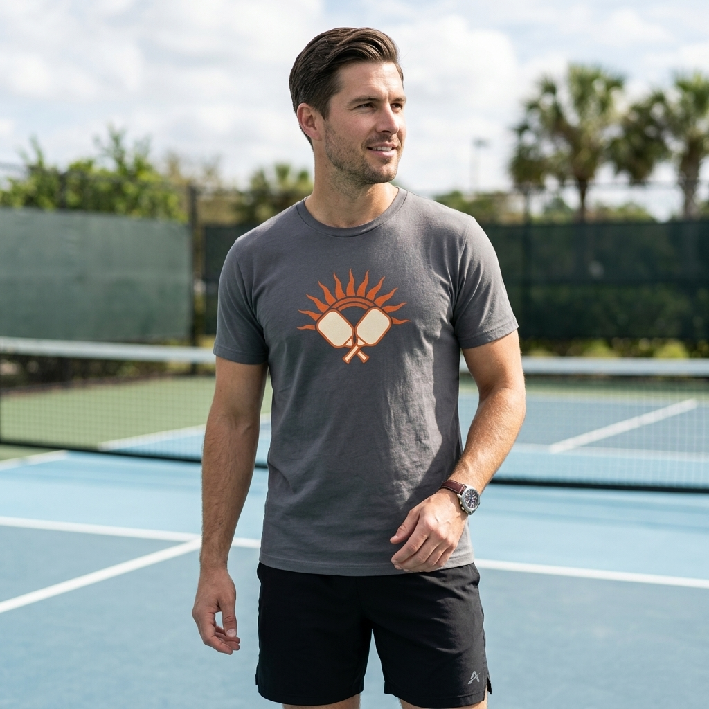 Pickleball Sun Badge Tee Pickler Vintage Minimalist Unisex Shirt