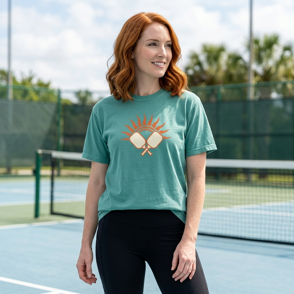 Pickleball Sun Badge Tee Pickler Vintage Minimalist Unisex Shirt