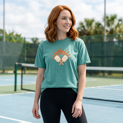 Pickleball Sun Badge Tee Pickler Vintage Minimalist Unisex Shirt