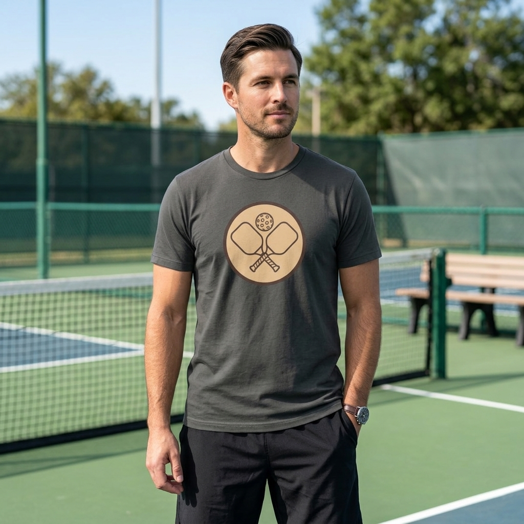 Vintage Pickleball Badge Tee Pickler Crest Minimalist Unisex Shirt