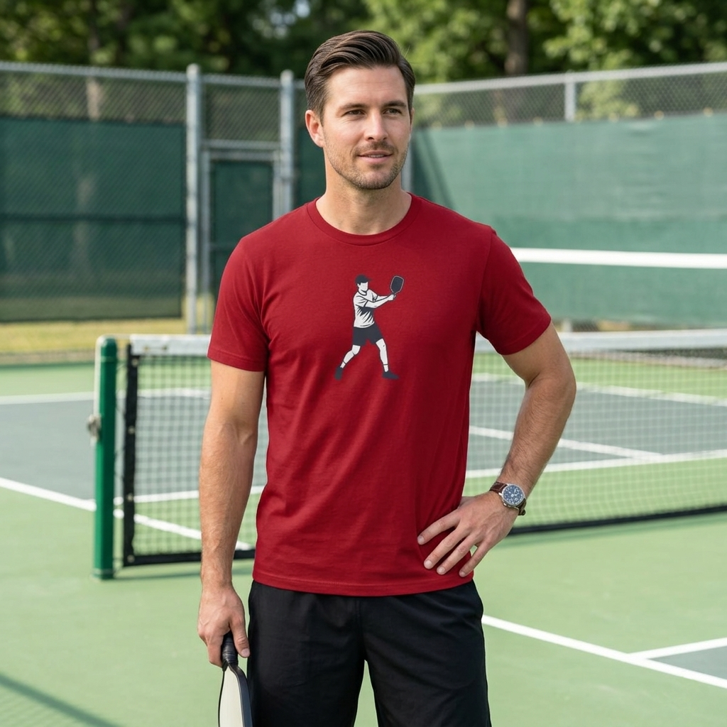 Pickleball Player Silhouette Tee Pickler Minimalist Men's Graphic Shirt