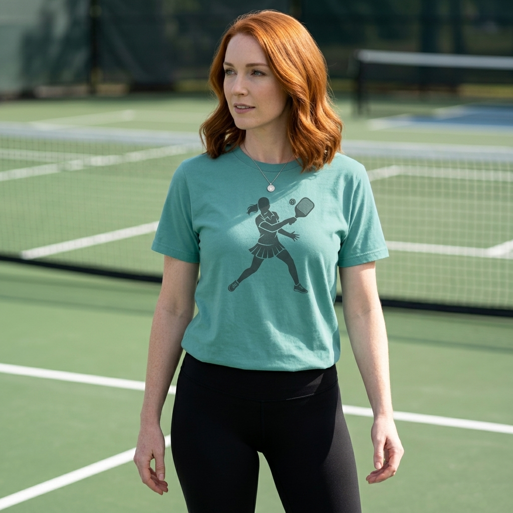 Pickleball Female Silhouette Icon Tee Minimalist Pickler Graphic Women T-Shirt