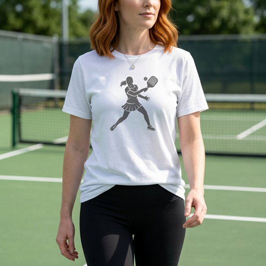 Pickleball Female Silhouette Icon Tee Minimalist Pickler Graphic Women T-Shirt