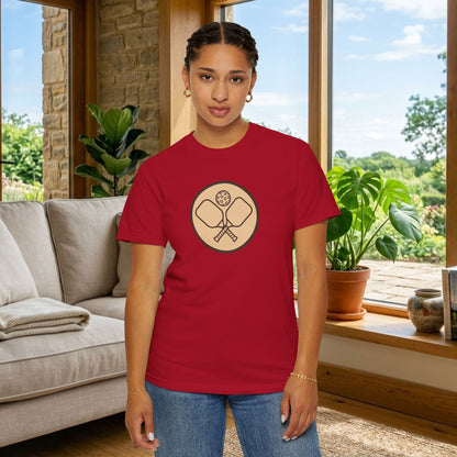 Vintage Pickleball Badge Tee Pickler Crest Minimalist Unisex Shirt