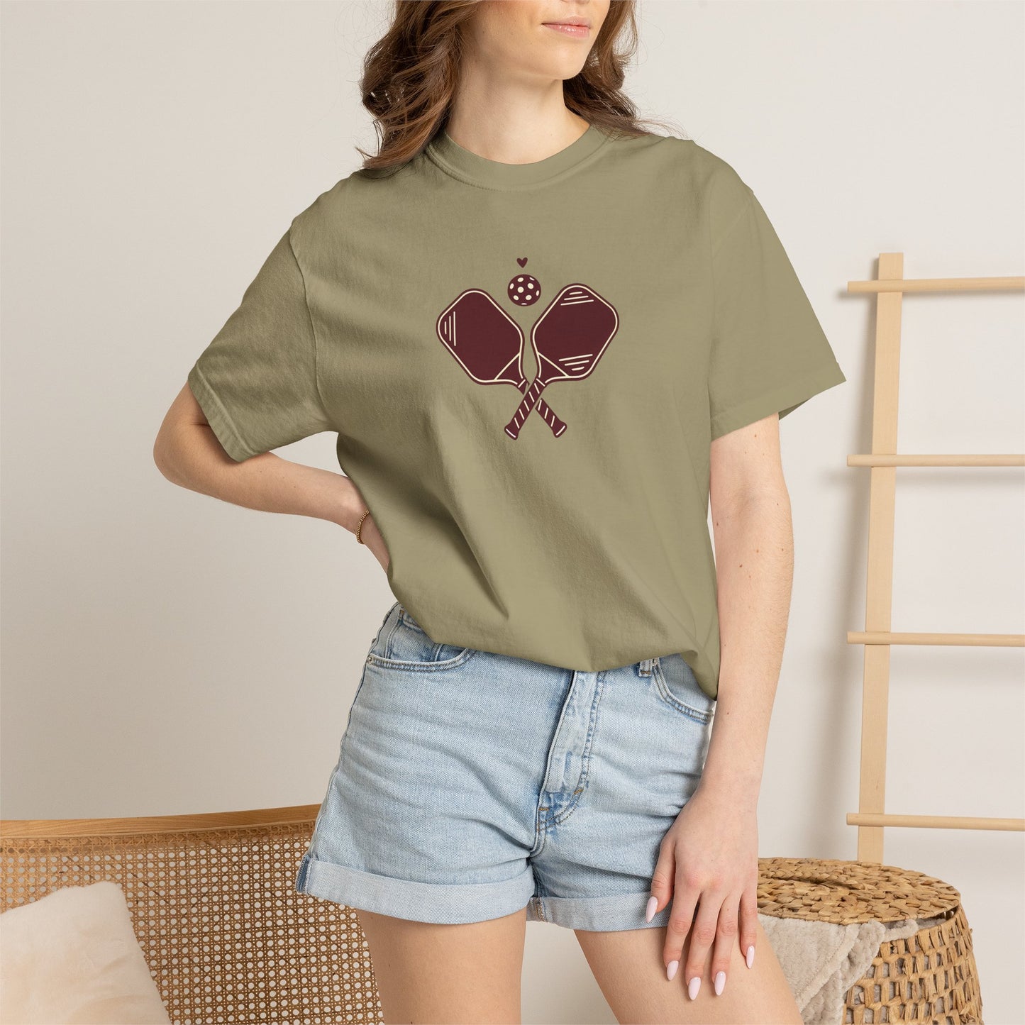 Pickleball Heart Icon Tee Pickler Love Minimalist Graphic Unisex Shirt
