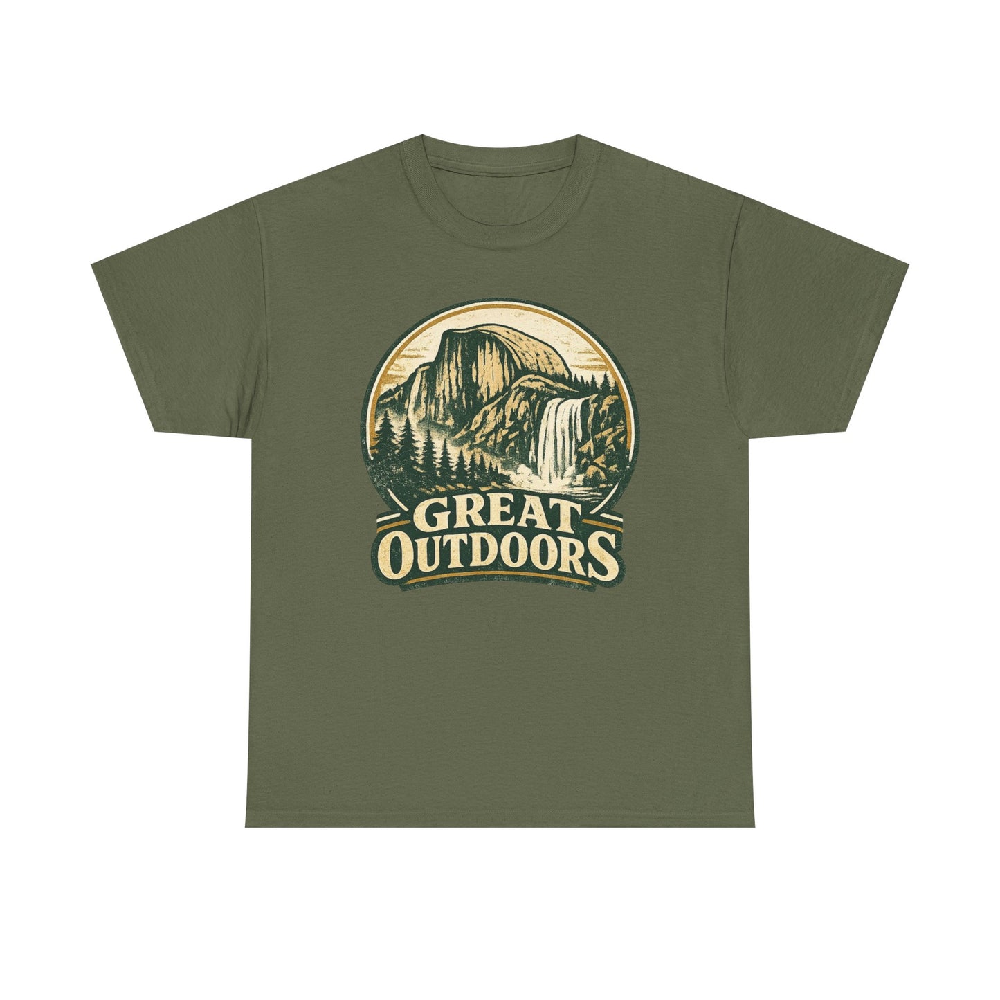 Great Outdoors Retro Badge Tee | Yosemite Half Dome Graphic Shirt | Camping Gift