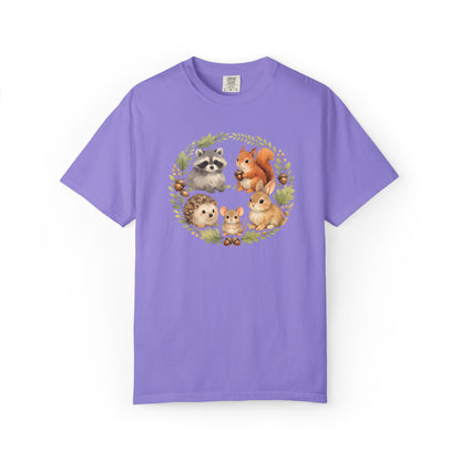 Woodland Animals Circle Watercolor Tee | Forest Creature Gift Shirt | Nature Lover