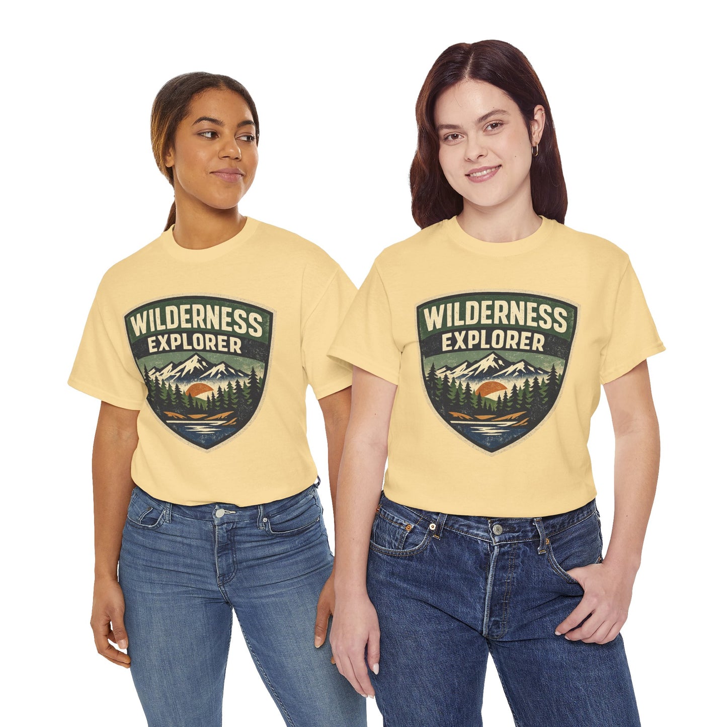 Wilderness Explorer Shield badge Tee | Retro Outdoor Adventure design | Hiking