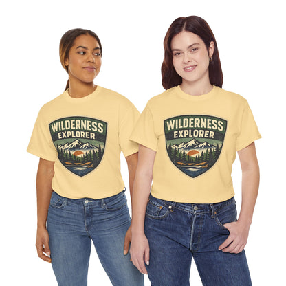 Wilderness Explorer Shield badge Tee | Retro Outdoor Adventure design | Hiking