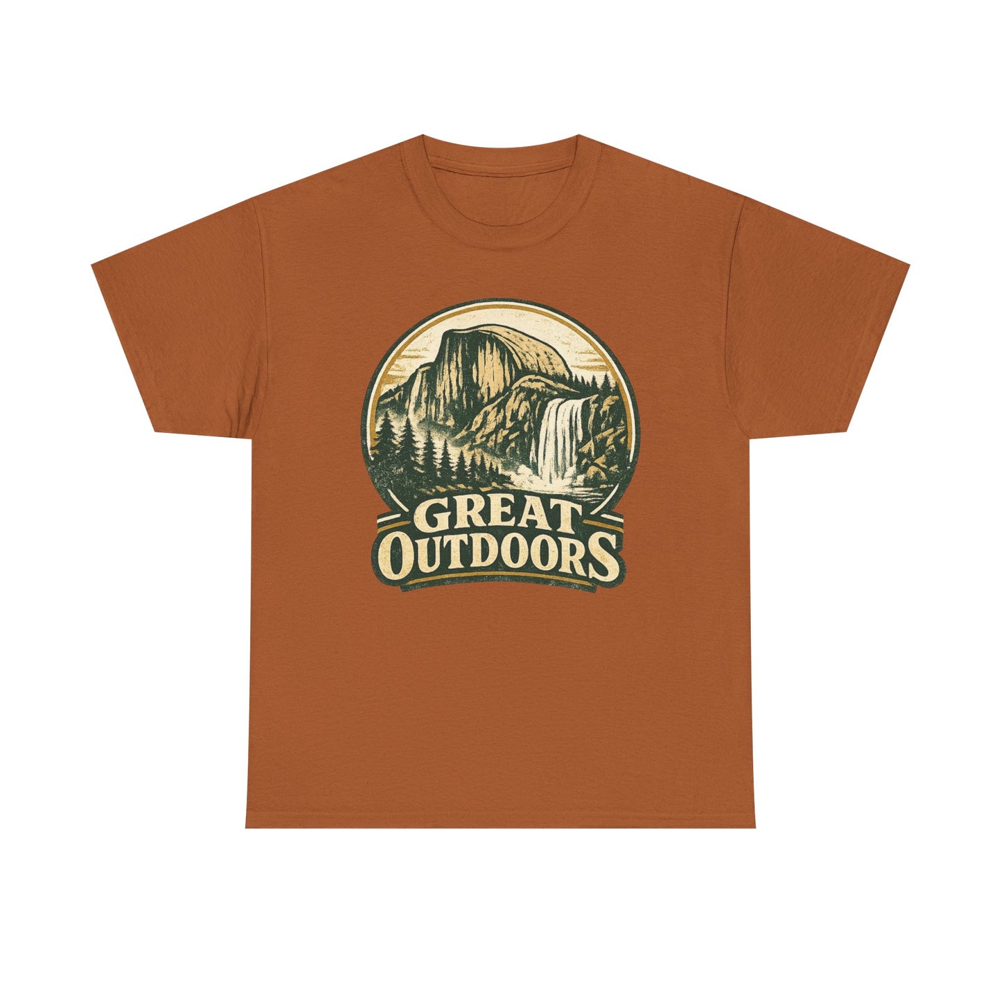 Great Outdoors Retro Badge Tee | Yosemite Half Dome Graphic Shirt | Camping Gift