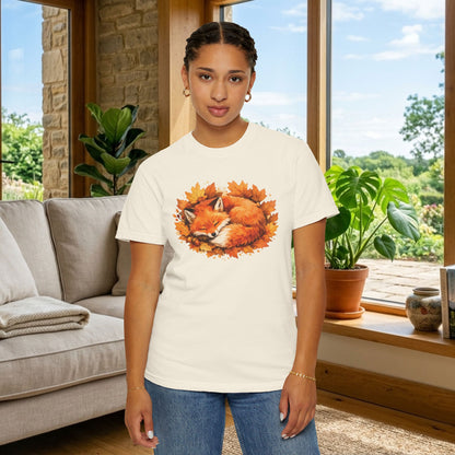 Sleeping Fox Watercolor Graphic Tee | Cozy Woodland Animal Shirt | Nature Lover Gift