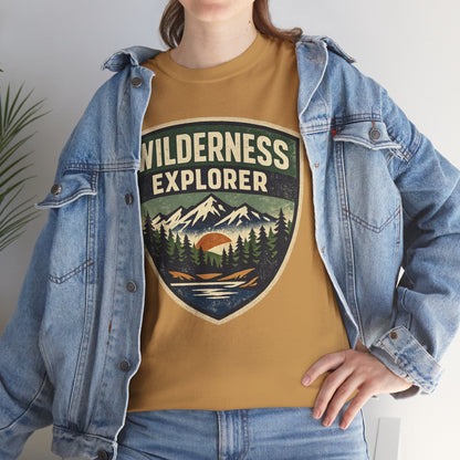 Wilderness Explorer Shield badge Tee | Retro Outdoor Adventure design | Hiking