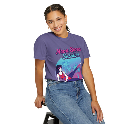 Neon Sweat Session Retro 80s Aerobics Graphic Tee | Vintage Workout Shirt