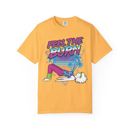 Feel the Burn Neon 80s Aerobics Graphic Tee | Retro Workout Shirt Women