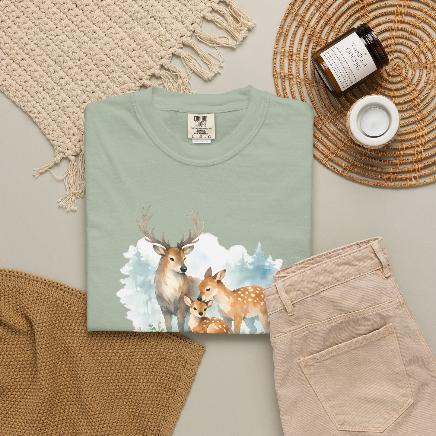 Watercolor Deer Family Tee | Forest Wildlife Art Shirt | Nature Lover Gift | Unisex