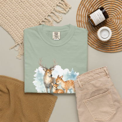 Watercolor Deer Family Tee | Forest Wildlife Art Shirt | Nature Lover Gift | Unisex