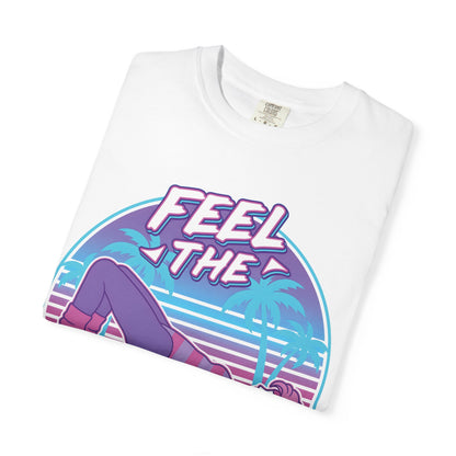 Feel the Burn Retro 80s Glute Thrust Pose Graphic Tee | Vintage Workout Shirt