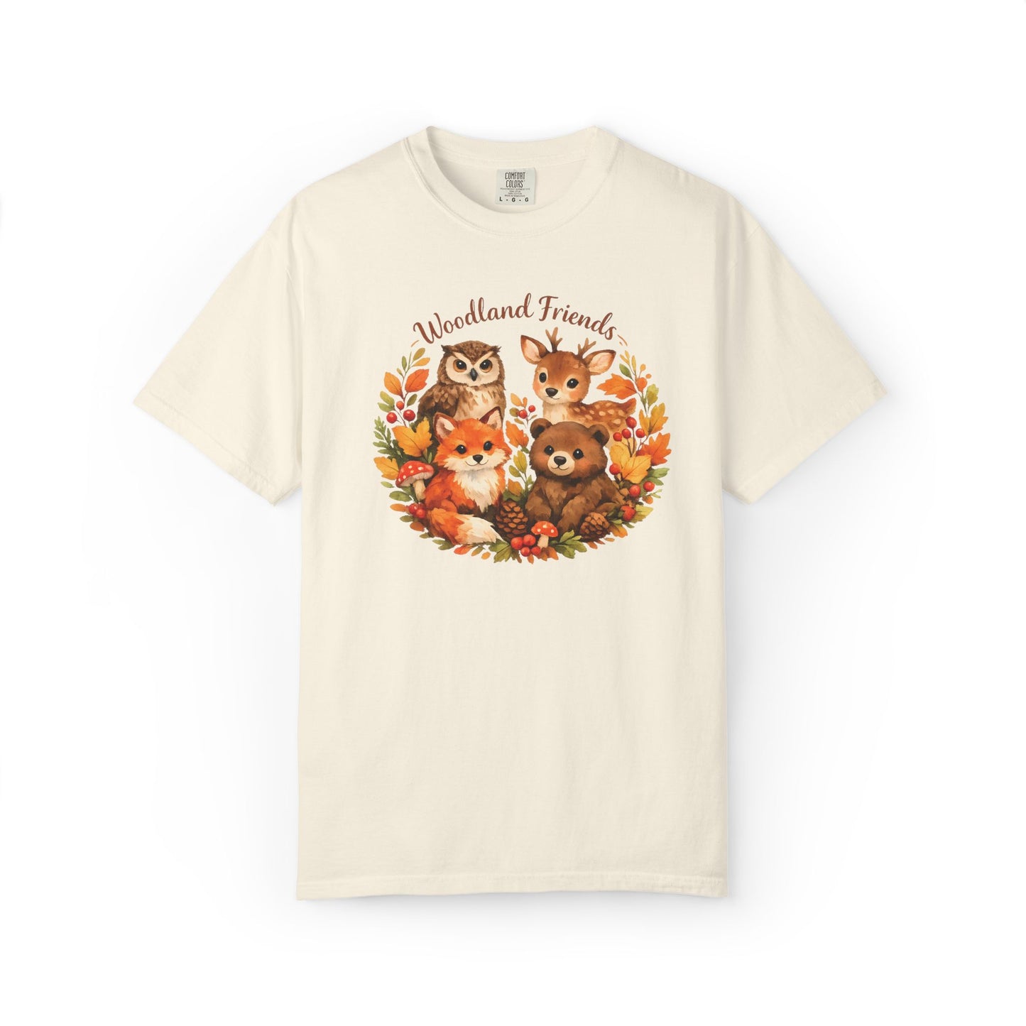 Woodland Friends Badge Watercolor Tee | Fox Bear Deer Owl Shirt | Nature Lover Gift