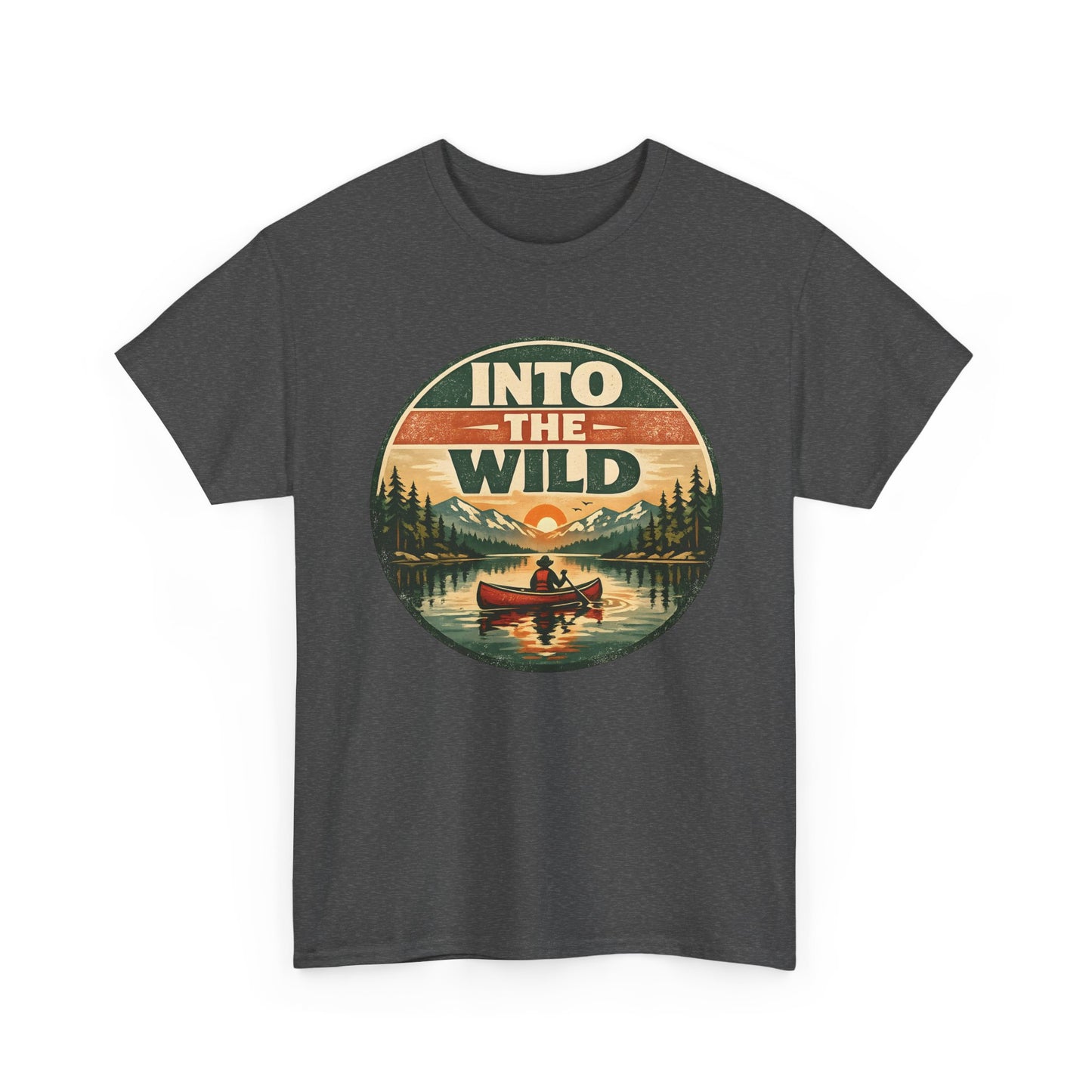Into the Wild Canoe Badge Tee | Vintage Outdoor Graphic Shirt | Camping Adventure Gift