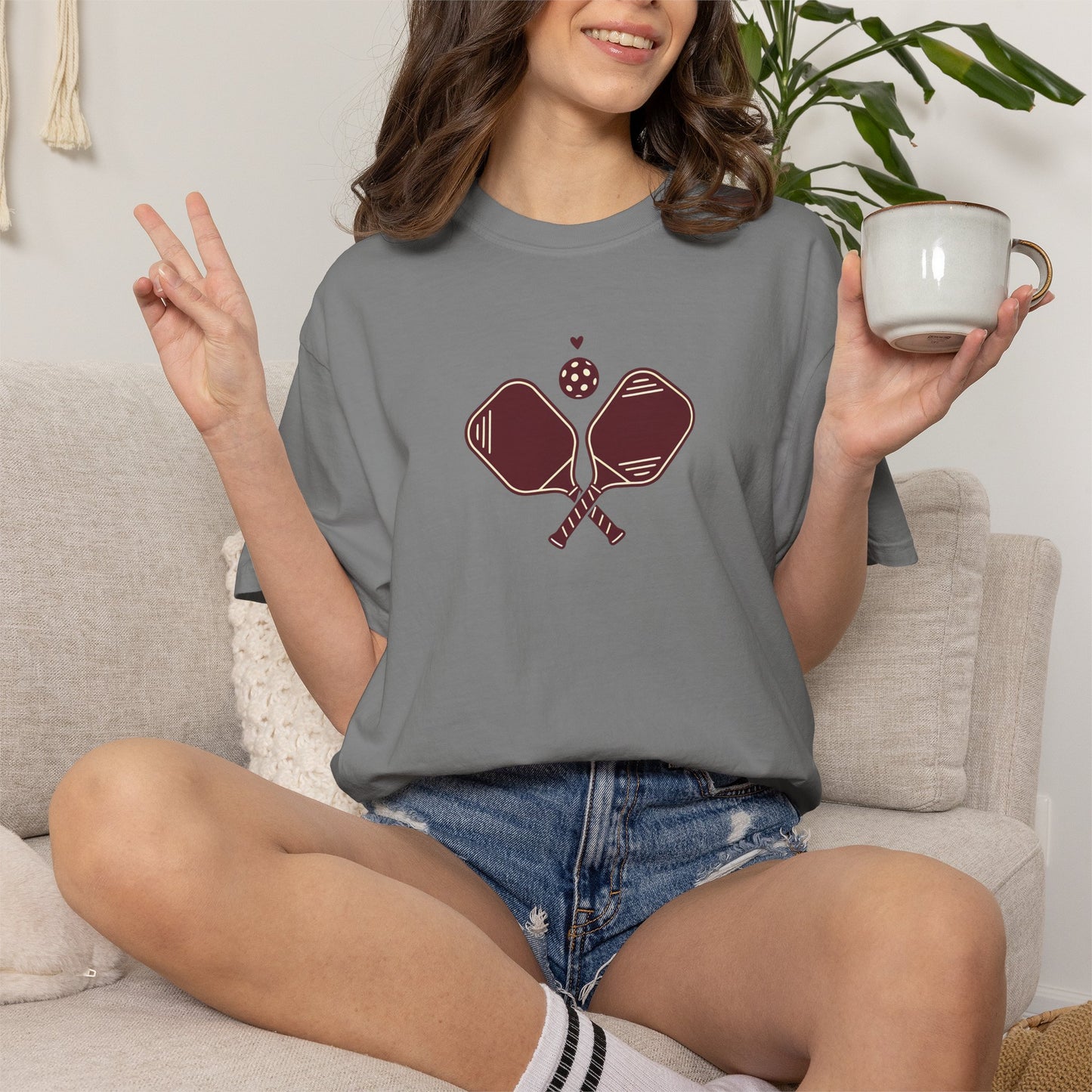 Pickleball Heart Icon Tee Pickler Love Minimalist Graphic Unisex Shirt