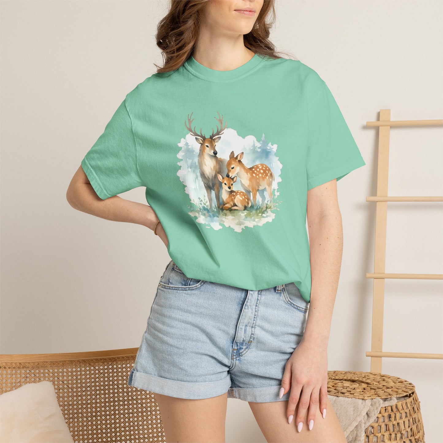 Watercolor Deer Family Tee | Forest Wildlife Art Shirt | Nature Lover Gift | Unisex