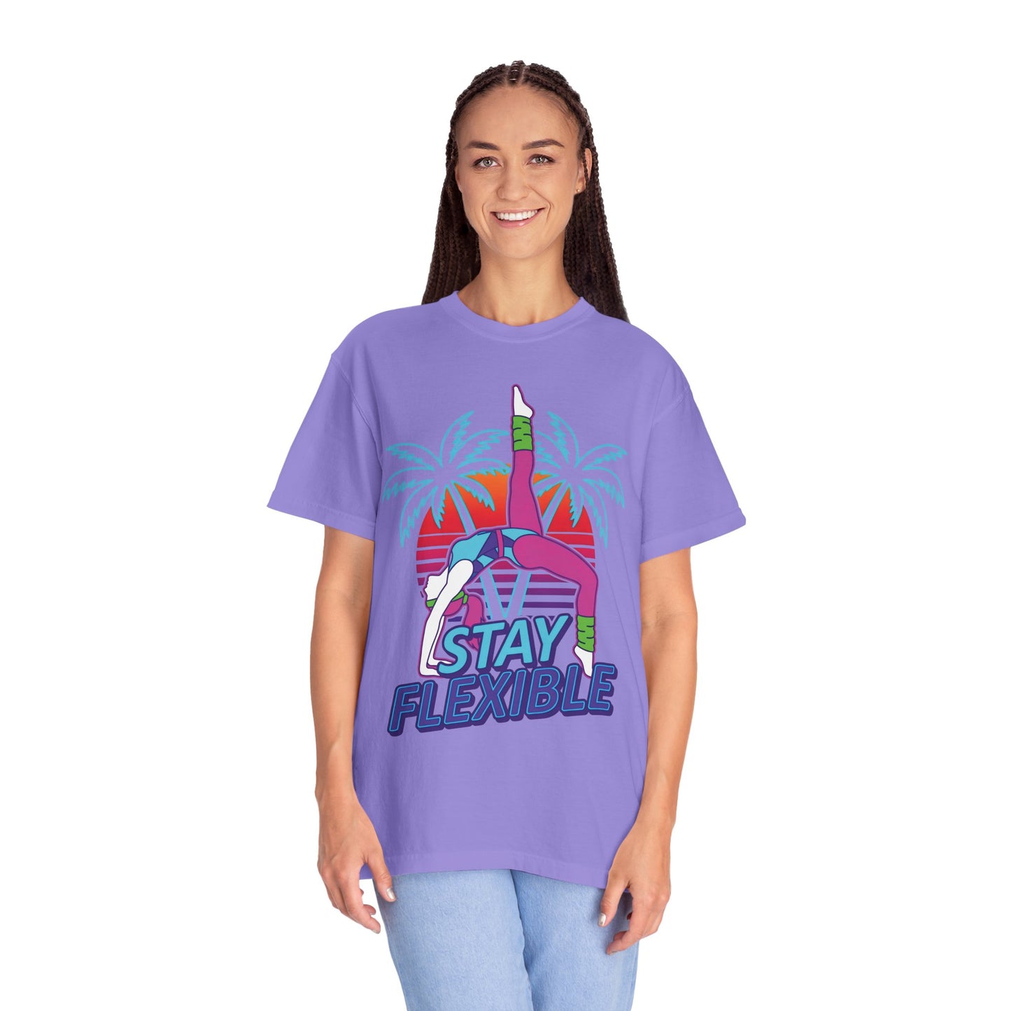Stay Flexible Retro 80s Backbend Graphic Tee | Vintage Workout Shirt Women