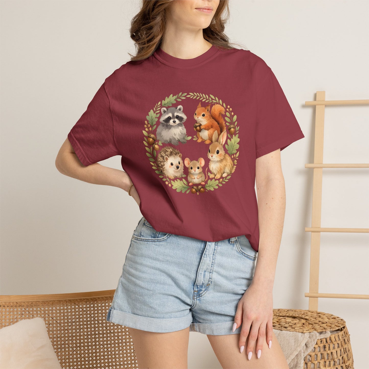 Woodland Animals Circle Watercolor Tee | Forest Creature Gift Shirt | Nature Lover