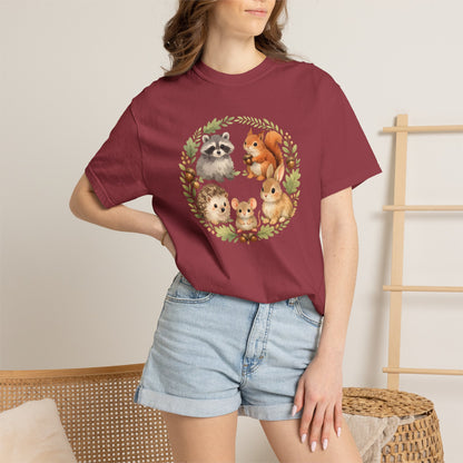 Woodland Animals Circle Watercolor Tee | Forest Creature Gift Shirt | Nature Lover
