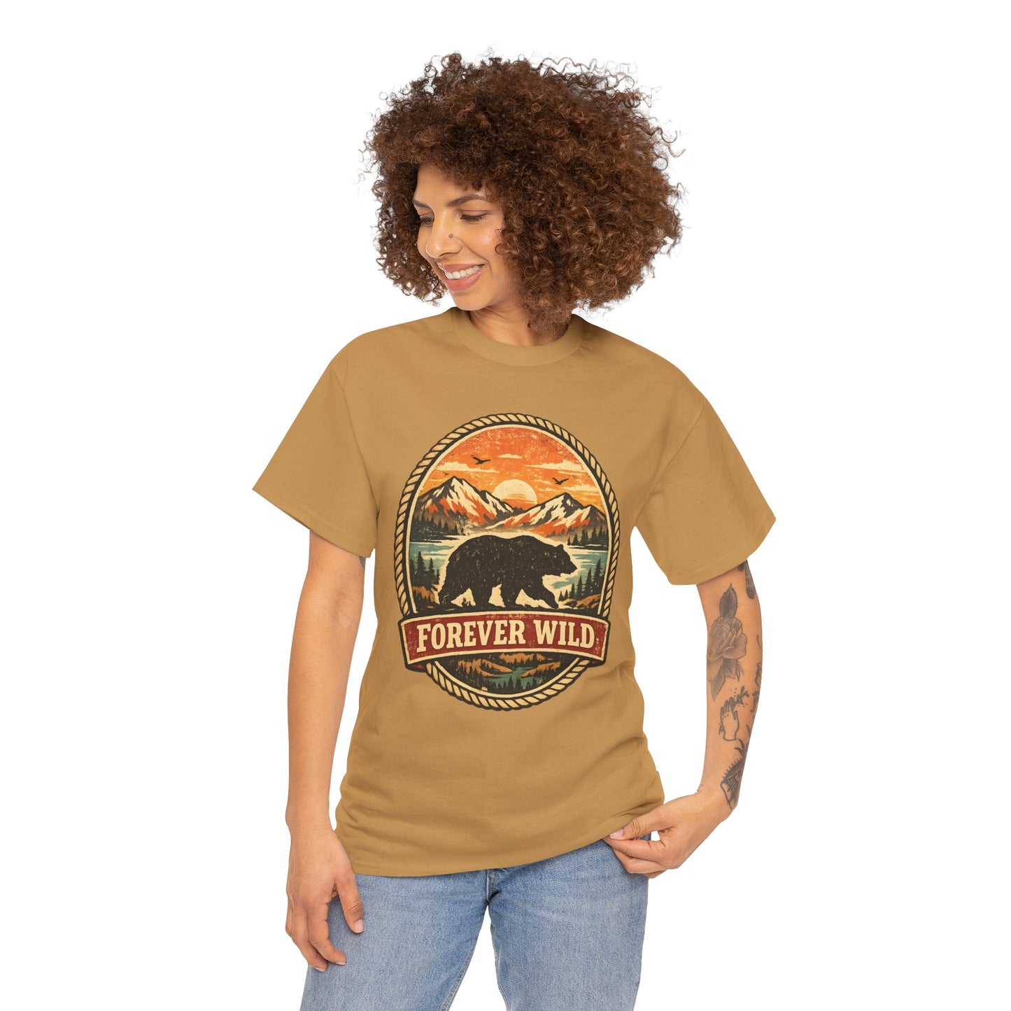 Grizzly Bear Forever Wild Badge Tee | Vintage National Park Shirt | Nature Lover Gift