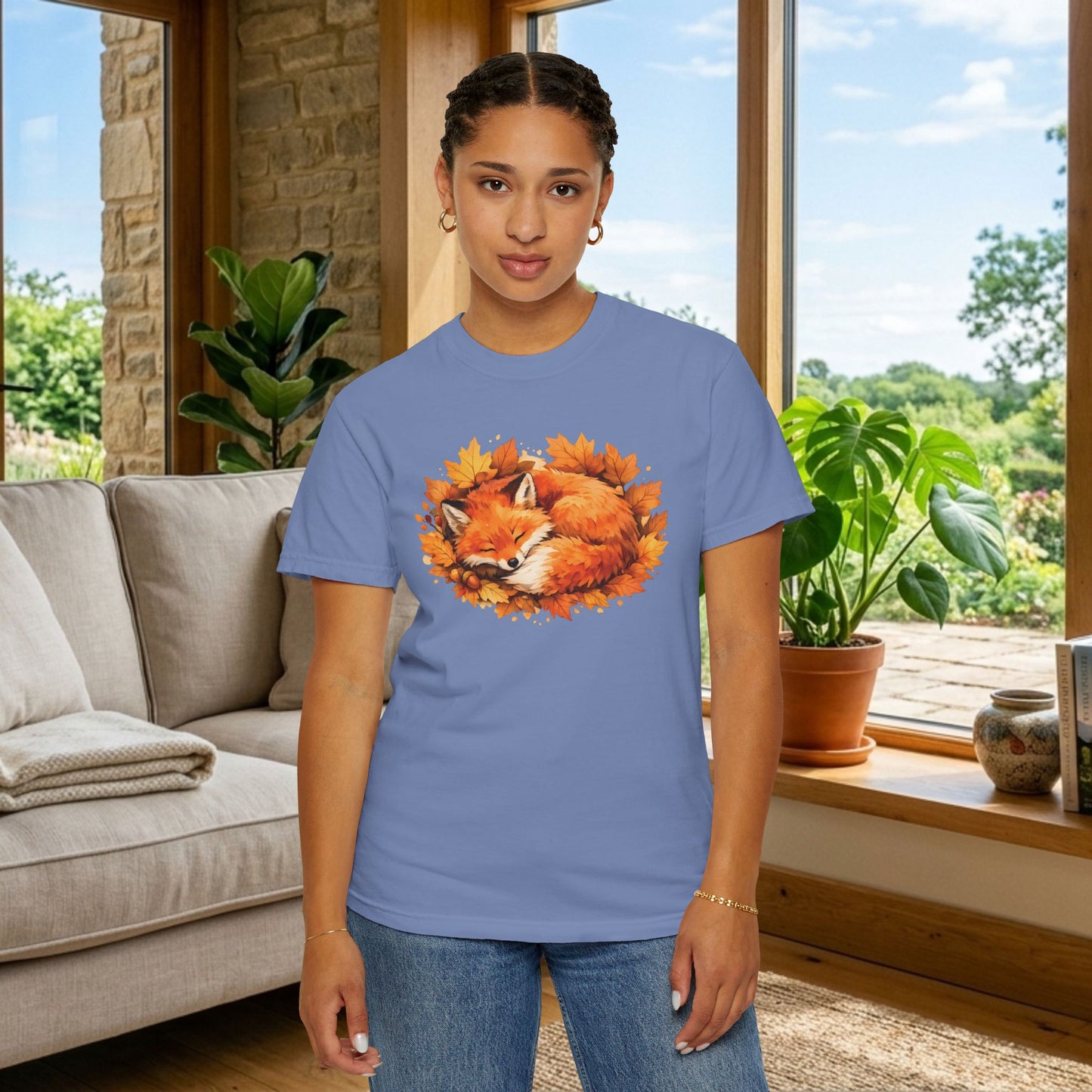 Sleeping Fox Watercolor Graphic Tee | Cozy Woodland Animal Shirt | Nature Lover Gift