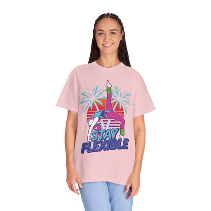 Stay Flexible Retro 80s Backbend Graphic Tee | Vintage Workout Shirt Women