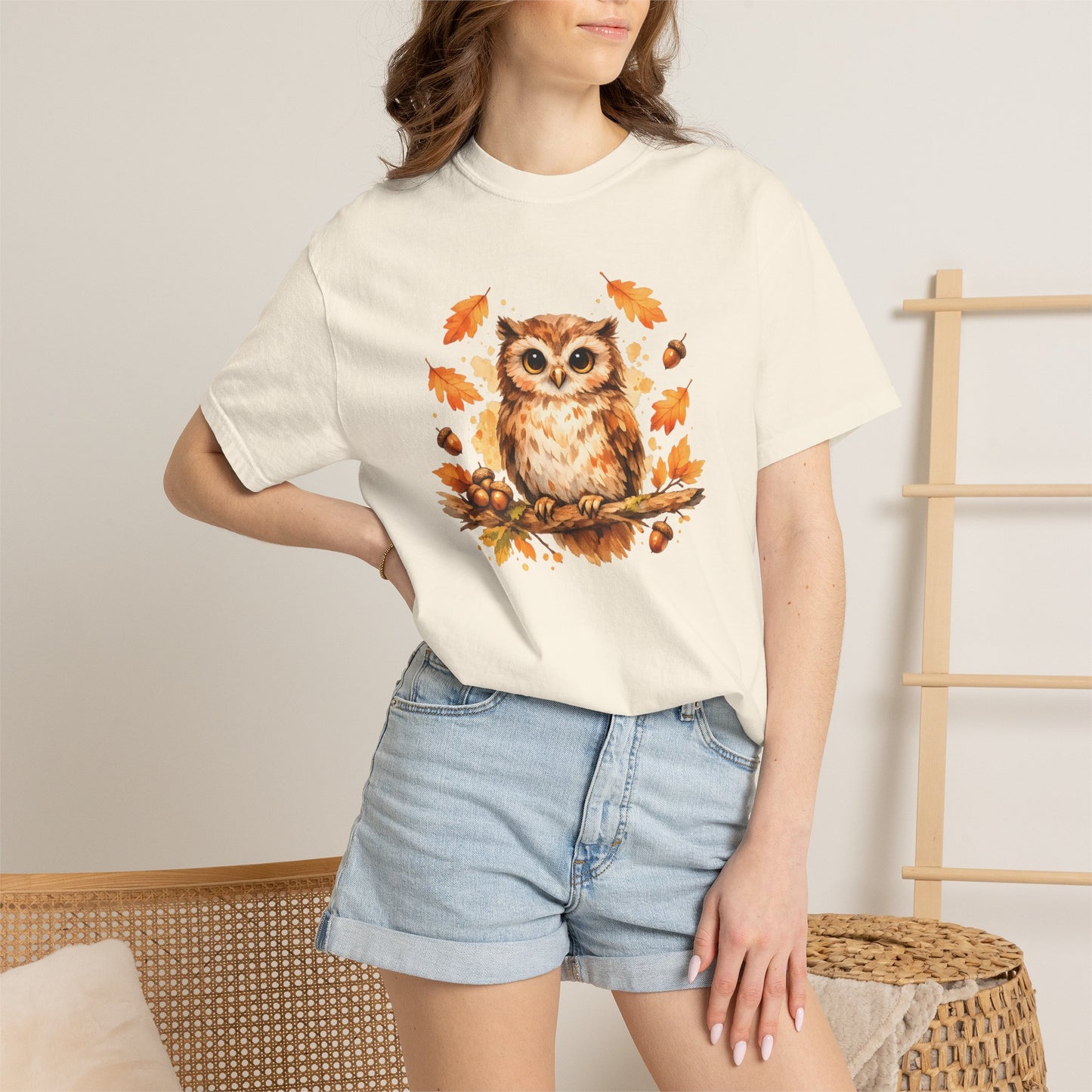 Watercolor Owl Graphic Tee | Autumn Wildlife Art Shirt | Owl Lover Gift