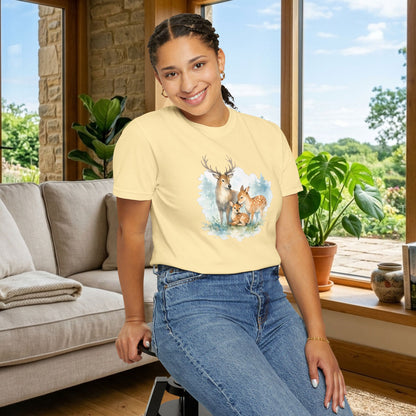 Watercolor Deer Family Tee | Forest Wildlife Art Shirt | Nature Lover Gift | Unisex