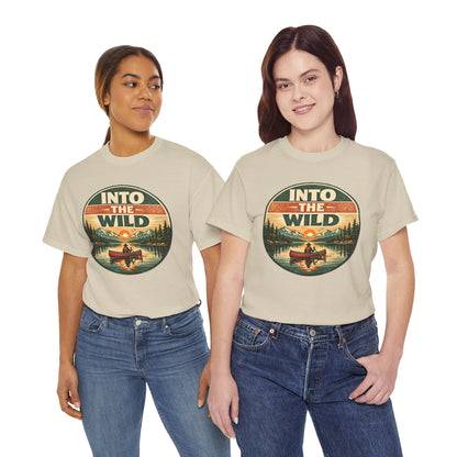 Into the Wild Canoe Badge Tee | Vintage Outdoor Graphic Shirt | Camping Adventure Gift