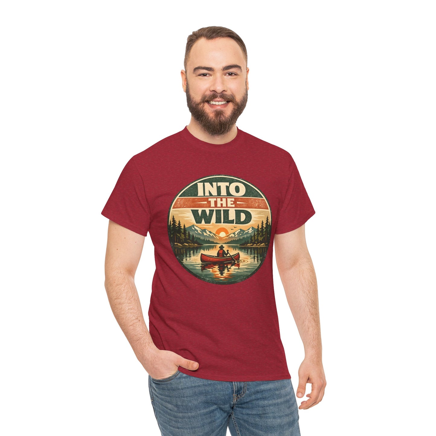 Into the Wild Canoe Badge Tee | Vintage Outdoor Graphic Shirt | Camping Adventure Gift