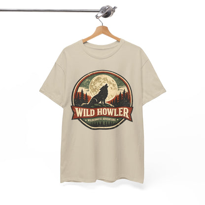 Howling Wolf Vintage Badge Tee | Full Moon Wilderness Shirt | Nature Lover Gift